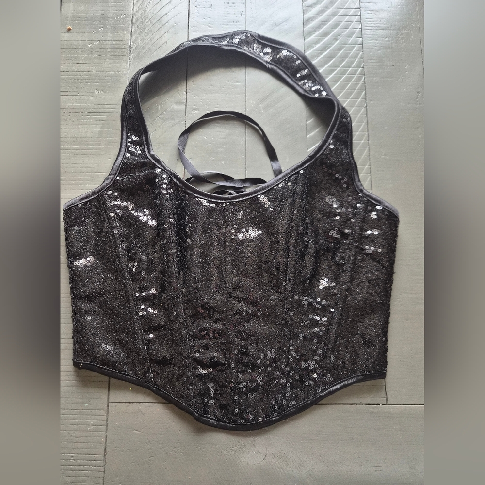 Sequin Black Corset Top